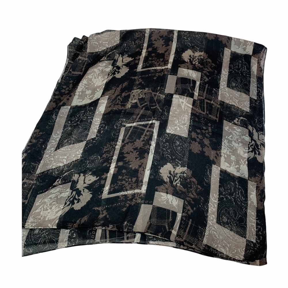 Lightweight🌺 Taupe Scarf Rectangular Geometric Pattern - Picture 4 of 5